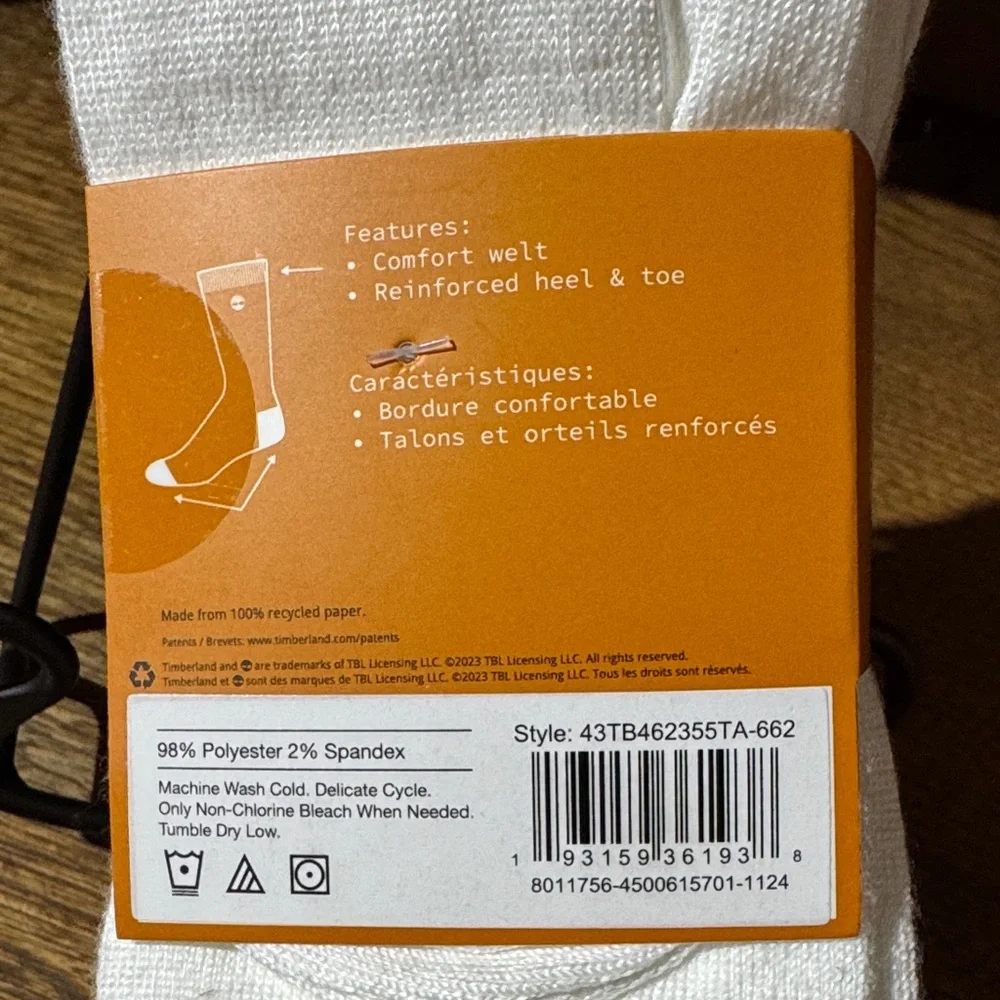 Timberland Women's Crew Socks - Pink, white and Gray colors.